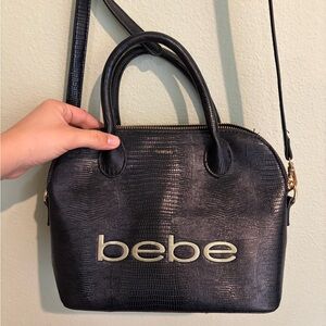 Bebe Black Satchel with Gold Logo
